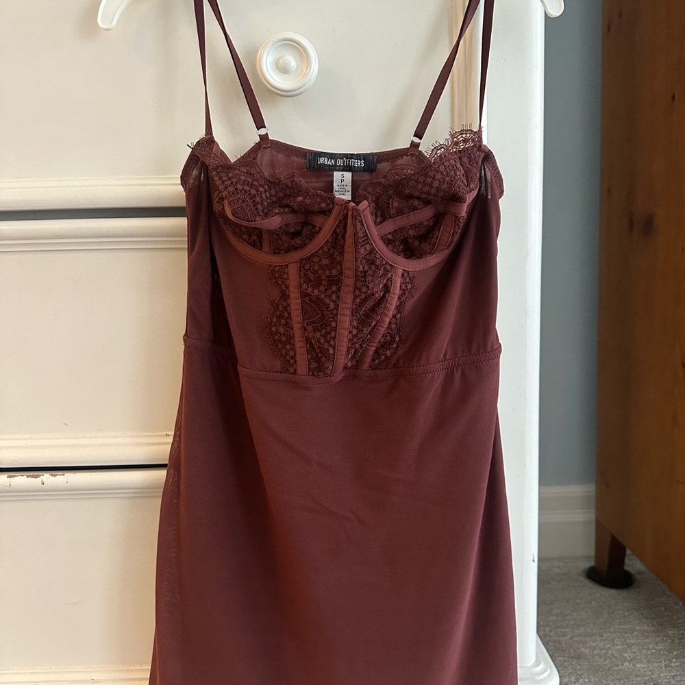 Urban Outfitters Red Chemise with Bustier Bodice